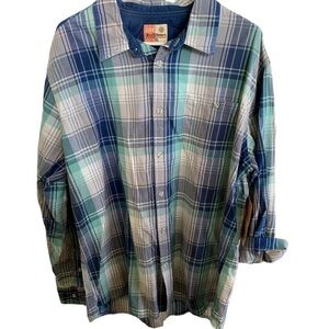 🆕 Ruff Hewn Casual Plaid Men’s Button Down Shirt Size XL